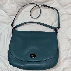 RARE like new Coach Green Pebbled leather Turnlock Hobo #24771 bag